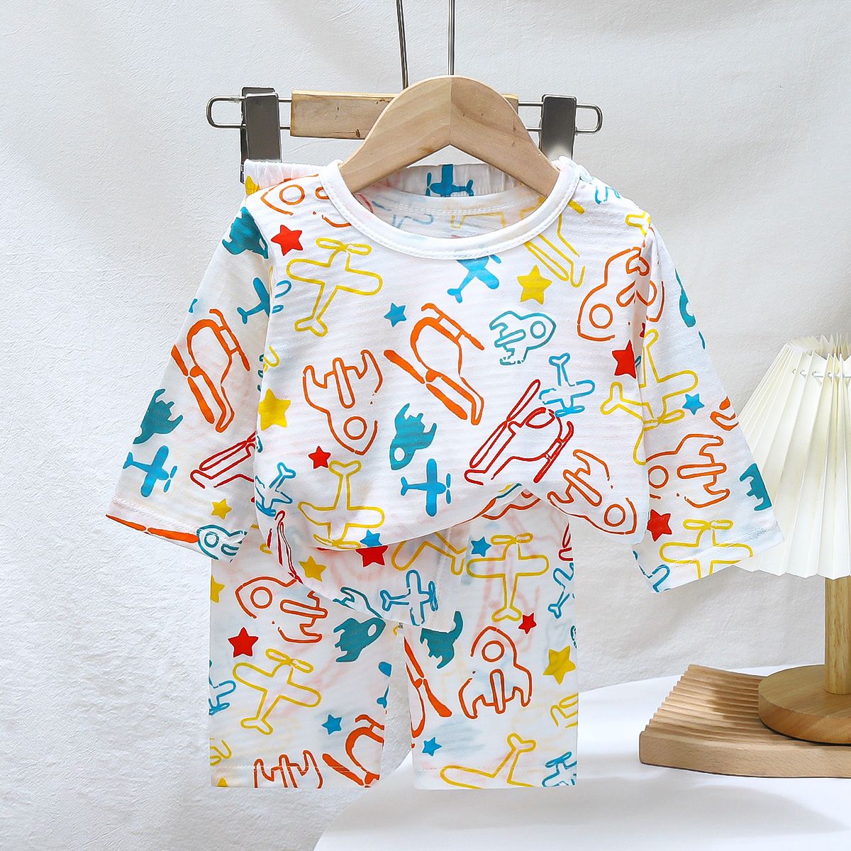 Children's cotton home clothes seven-point suit air-conditioned clothes 3 boys and girls pajamas summer home 5 two-piece thin