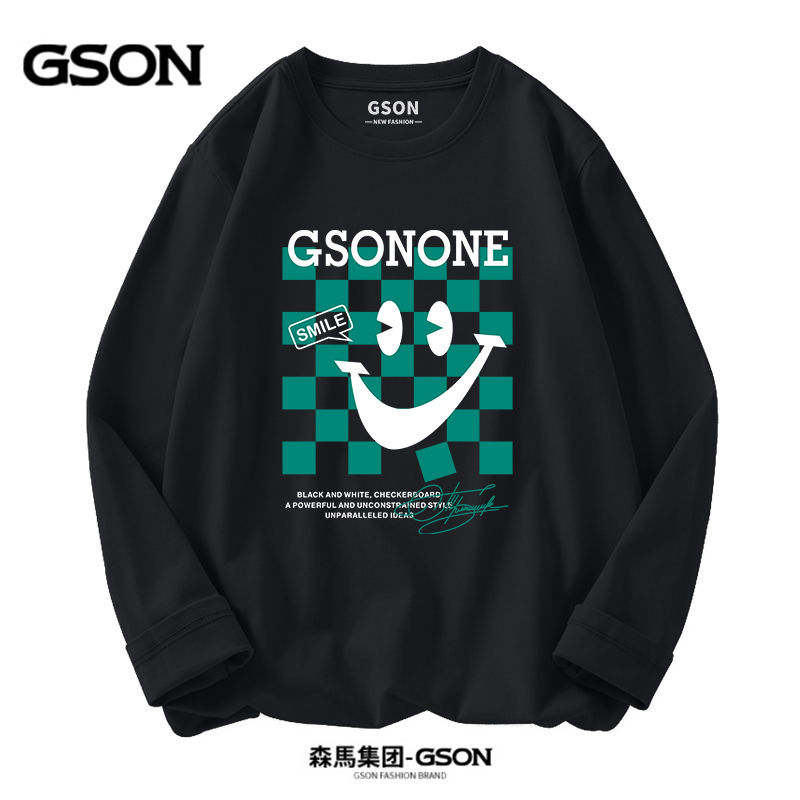 品牌GSON男裝2022春秋新款長袖純棉t恤港風潮牌男生上衣