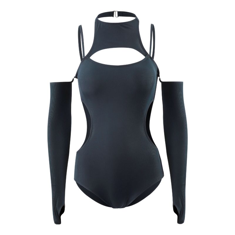 Swimsuit women's 2023 new triangle one-piece sexy open back casual solid color cover belly slim vacation hot spring swimsuit