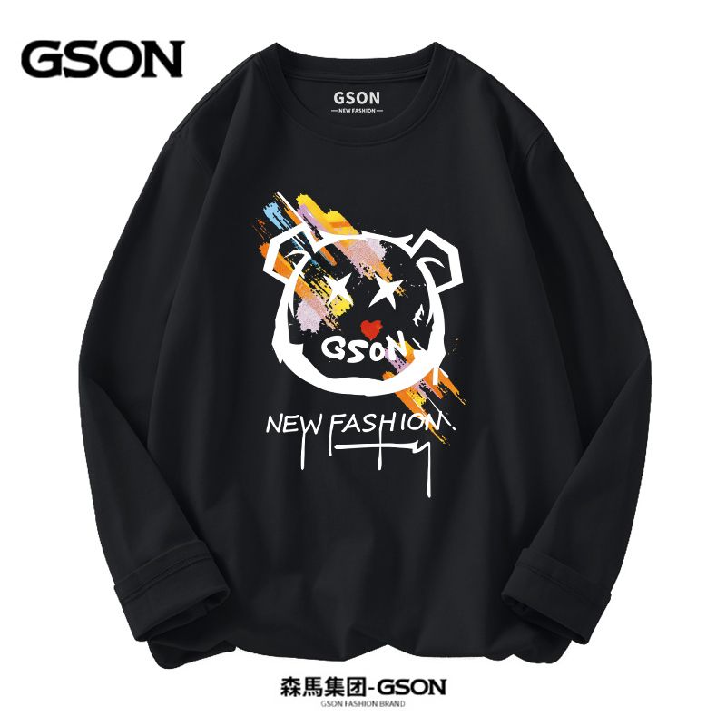 Brand GSON pure cotton long-sleeved men's fashionable Hong Kong style loose bottoming shirt trendy casual student tops
