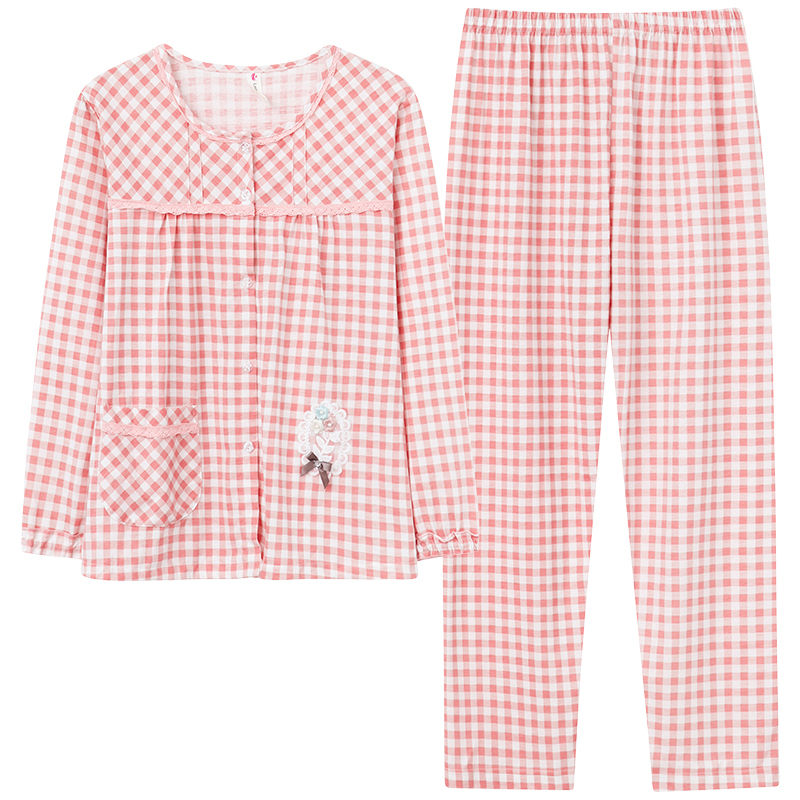 100% pure cotton pajamas ladies spring and autumn long-sleeved pure cotton round neck new home clothes plus fat plus size 5XL