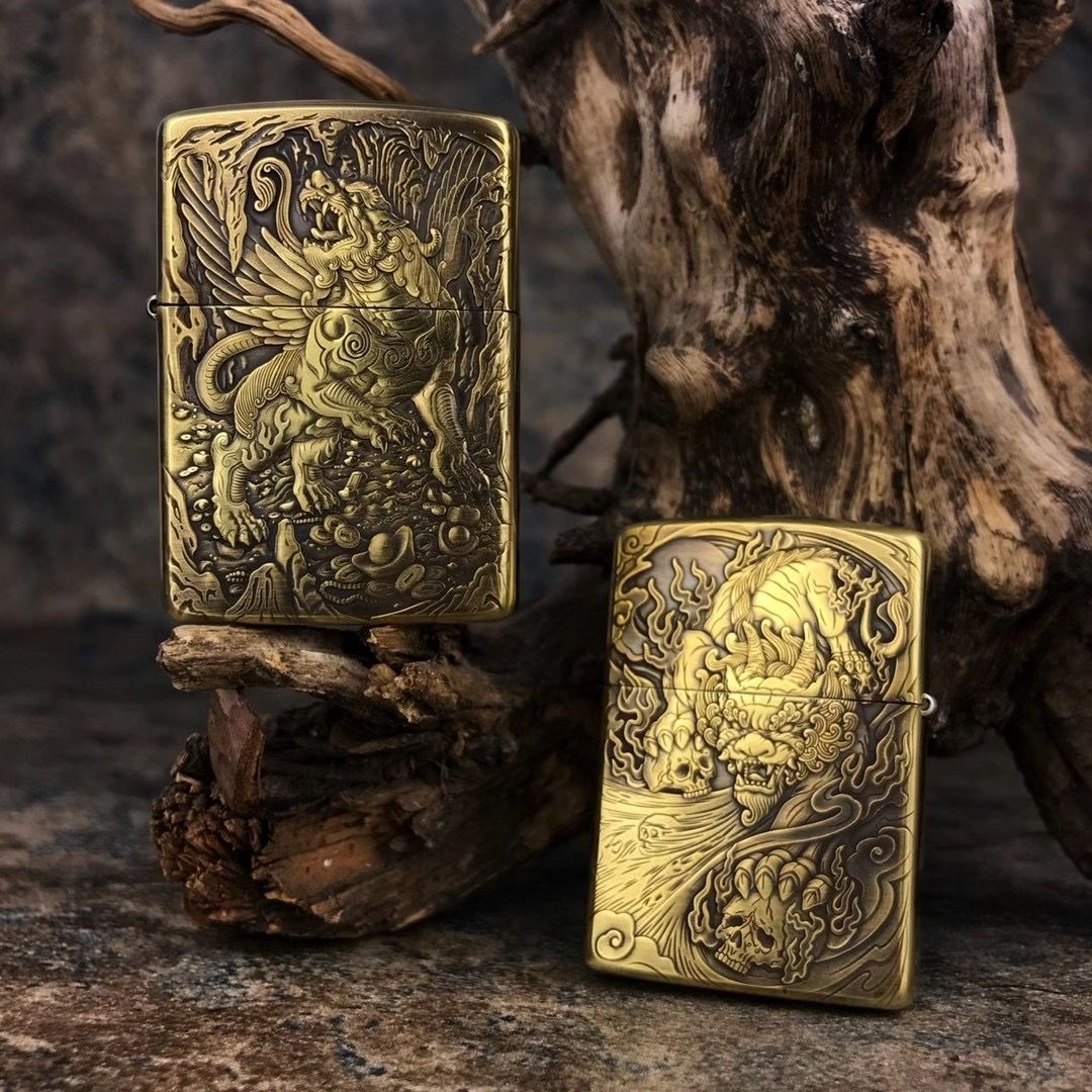 正品zippo打火机鬼王正版天禄貔貅纯铜盔甲3d双面浮雕男送礼收藏