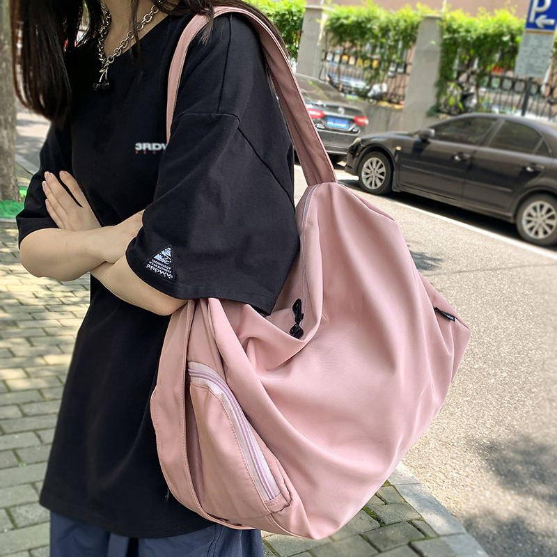 極簡風旅行袋女ins新款大容量游泳健身包訓練包慵懶風學生上課包