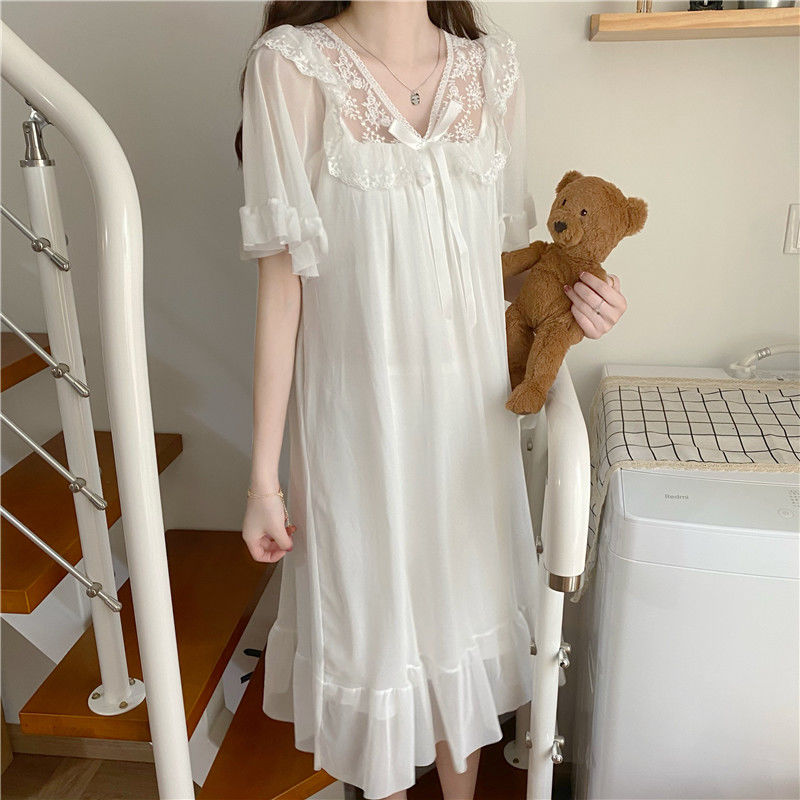 Pure desire princess style cute nightdress female summer 2023 summer new girl thin section white pajamas fairy skirt