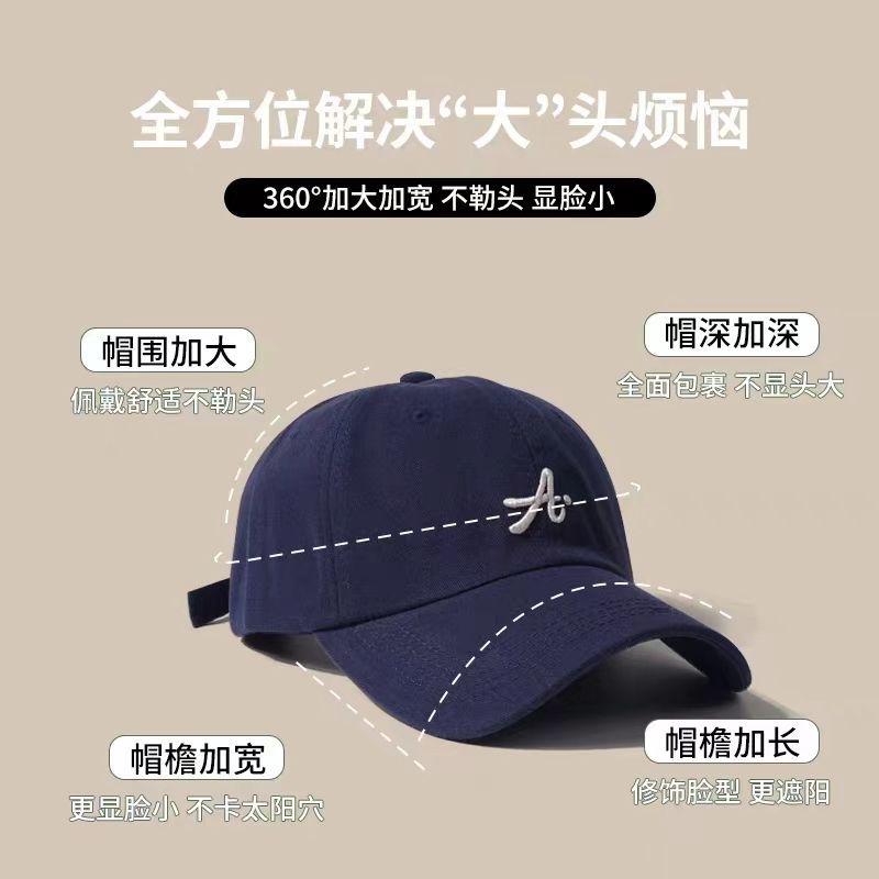Baseball cap with big head circumference showing thin face small peaked cap net red same style hat women's sports sunshade and sunscreen sun hat