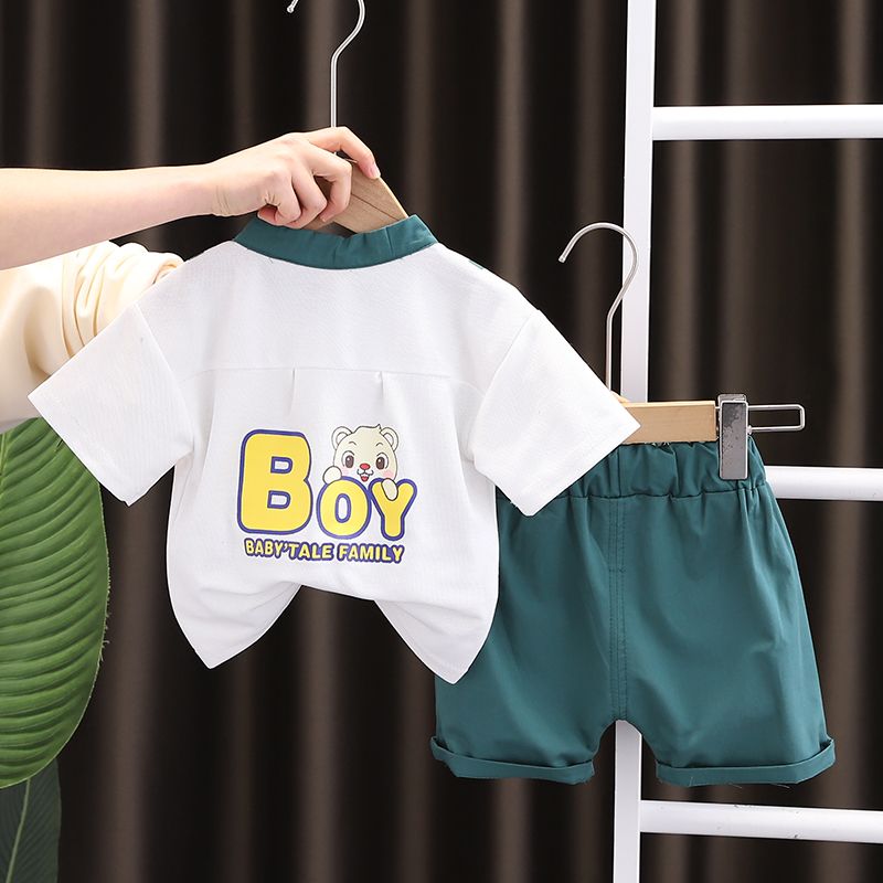 男童夏装套装新款婴儿衣服夏季洋气男宝宝polo衫两件套潮衣薄