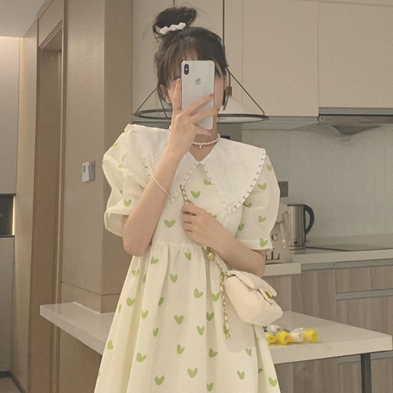 Campanulaceae French niche gentle wind milk sweet skirt female summer small first love doll collar floral short dress