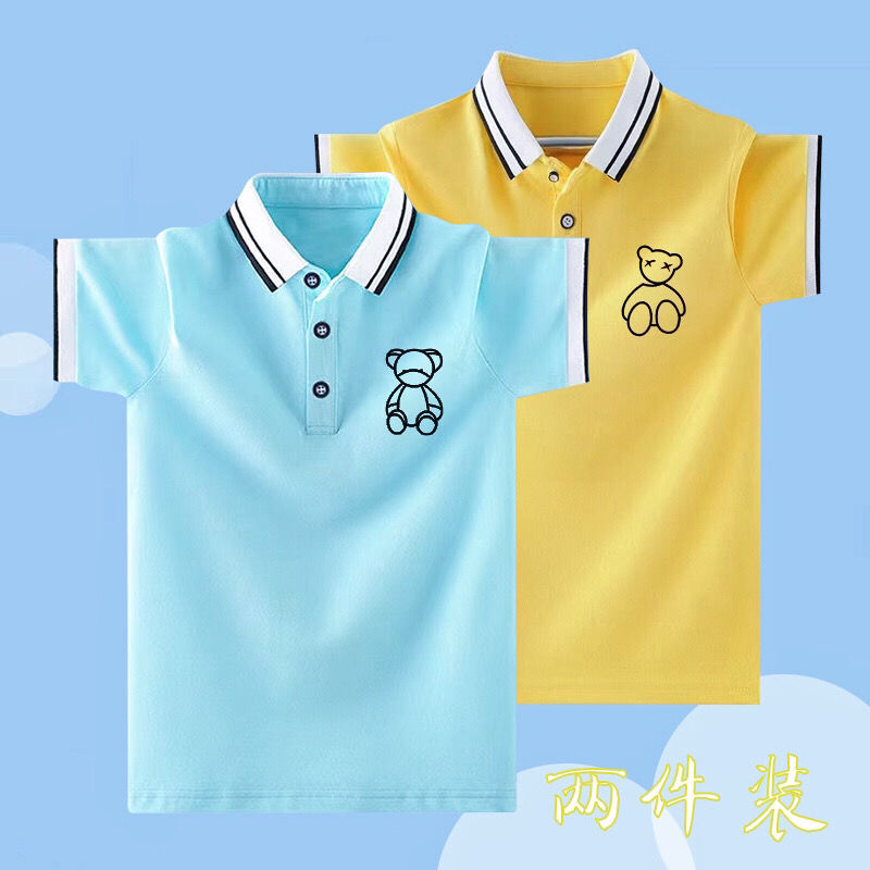 男童t恤短袖夏季中大童翻領2023新款夏裝polo衫薄款男孩時髦潮流
