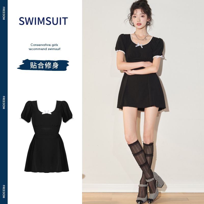 Women's new plus size swimsuit 2023 hot style pure lust sexy one-piece conservative slimming belly-covering hot spring swimsuit
