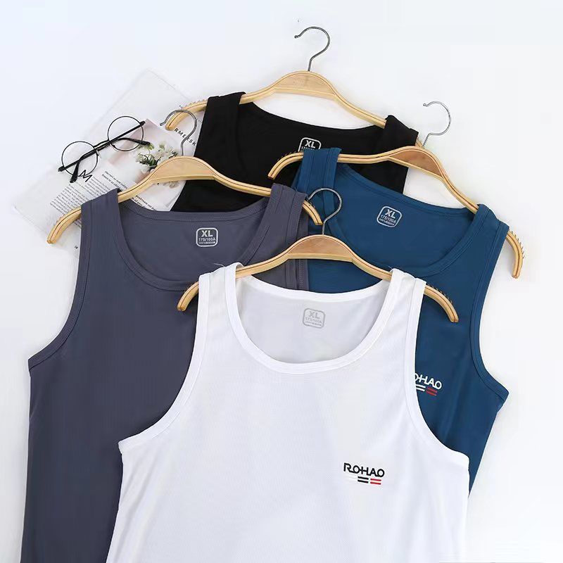 Men's Vest Men's Vest Breathable Ice Silk Underwear Men's Elastic Sleeveless Undershirt Men's Small Mesh Vest