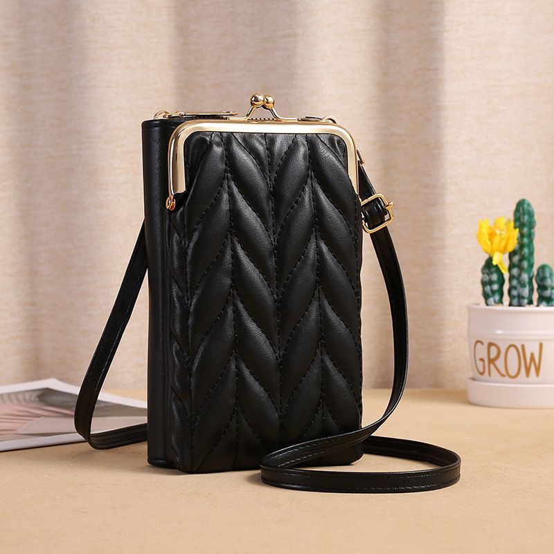 Popular mobile phone bag for women, embroidered rhombus multifunctional crossbody small bag, zipper buckle, fashionable and versatile wallet