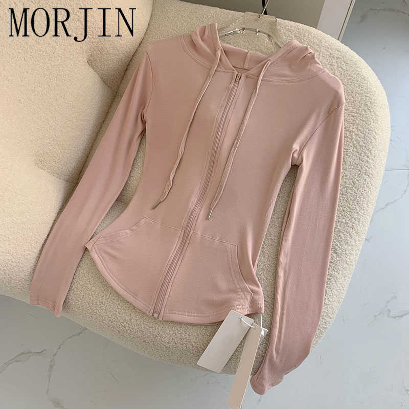 MORJIN hooded short sun protection clothing women's summer outdoor sports thin section slim slim breathable cardigan jacket tide