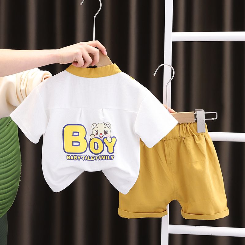 男童夏装套装新款婴儿衣服夏季洋气男宝宝polo衫两件套潮衣薄