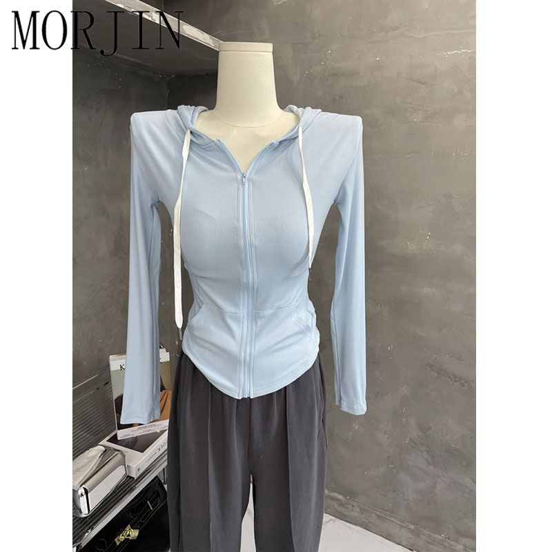 MORJIN hot girl pure desire wind hooded sunscreen jacket female summer thin section breathable self-cultivation slim short top