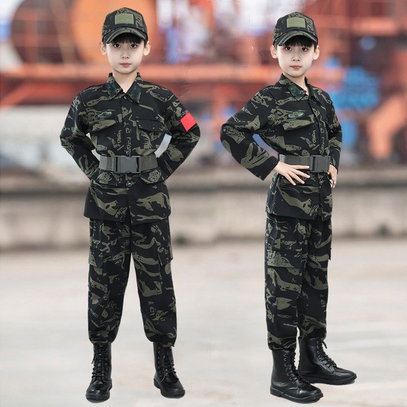 儿童迷彩服套装男女童幼儿园军训服小学生演出服小孩户外拓展训练
