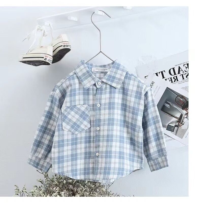 Boys' long-sleeved shirts 2023 new spring and autumn large children's shirts, fashionable boys' tops, Korean version
