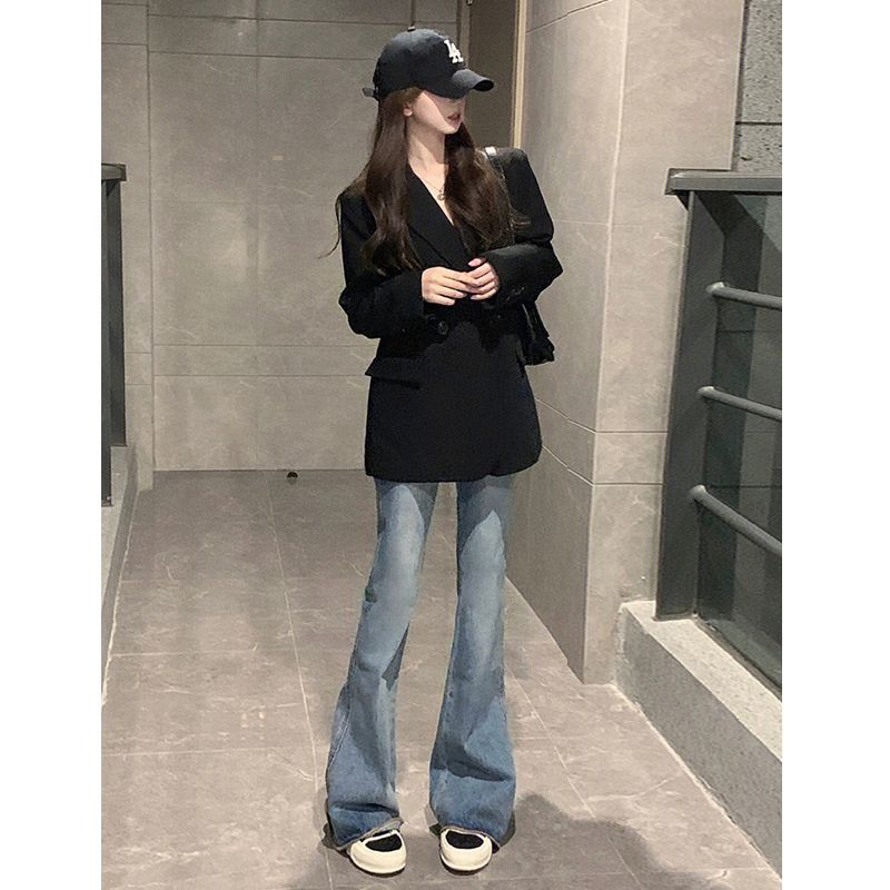 Black suit jacket for women 2023 spring and autumn new style small high-end casual loose suit top with temperament