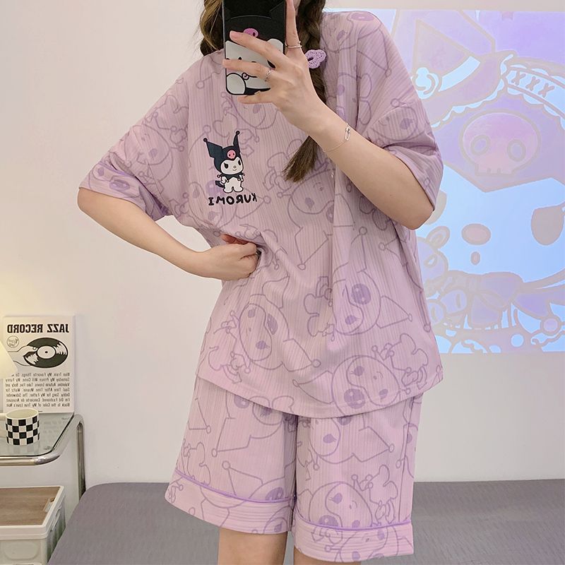 睡衣女士棉質短袖夏季2023年新款可愛卡通學生外穿夏天家居服套裝