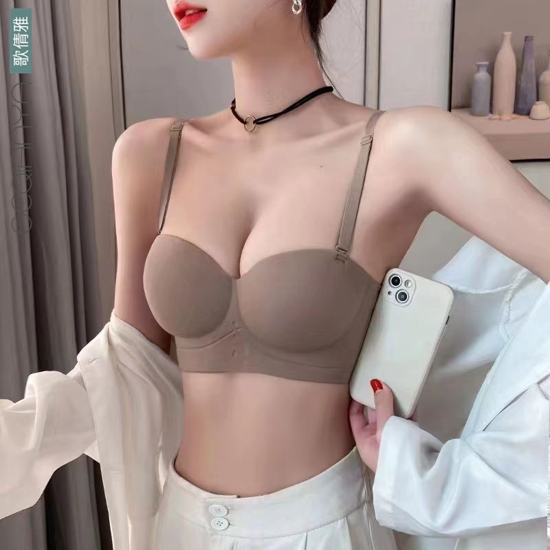 Geqianya seamless half-cup underwear women's small breasts gather to show big without steel rings to close the pair of breasts thickened and expanded bra