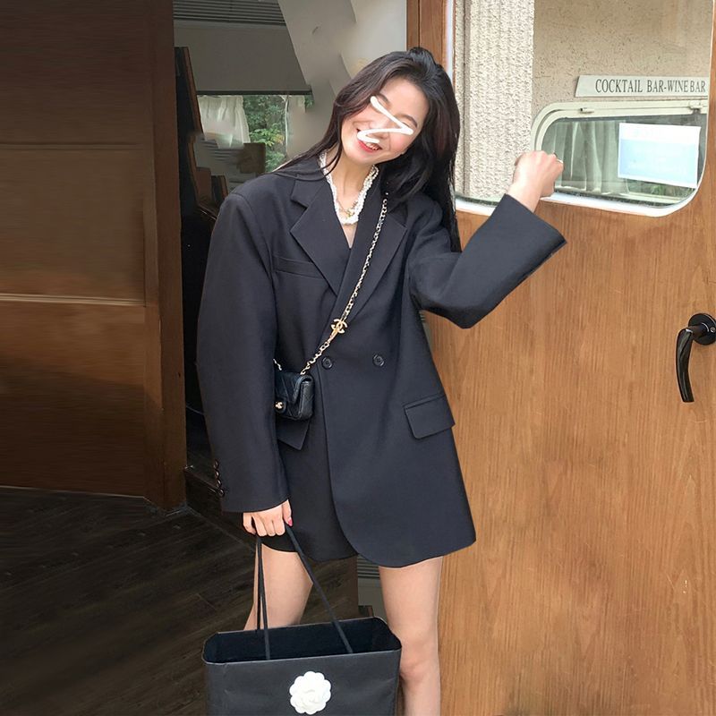Black suit jacket for women Korean style loose 2023 spring and autumn new fashion versatile small casual high-end suit