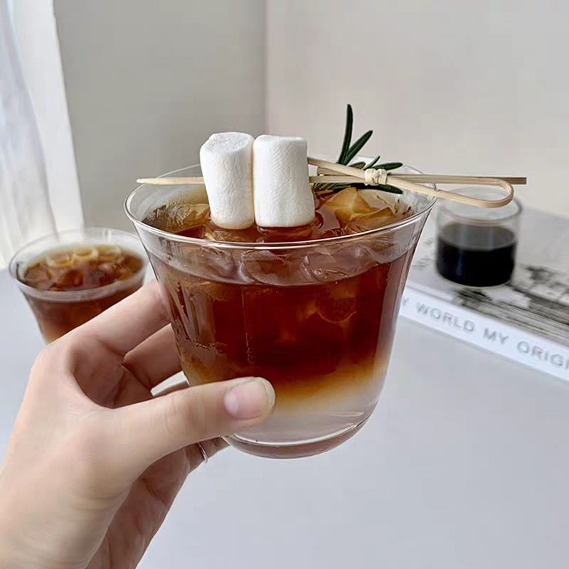 超薄阔口咖啡杯冰美式拿铁杯简约茶杯玻璃杯家用鸡尾酒杯冷饮杯子