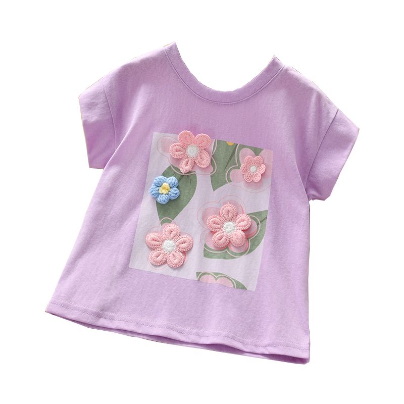 女童t恤短袖2023新款纯棉宝宝衣服小童女孩儿童幼童上衣夏装童装
