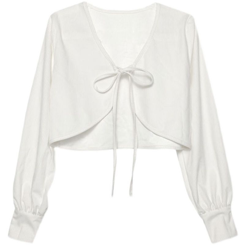 Summer Thin Ice Silk Sunscreen Cardigan Female Lantern Sleeve Slim All-Match Short Jacket Female  New Top
