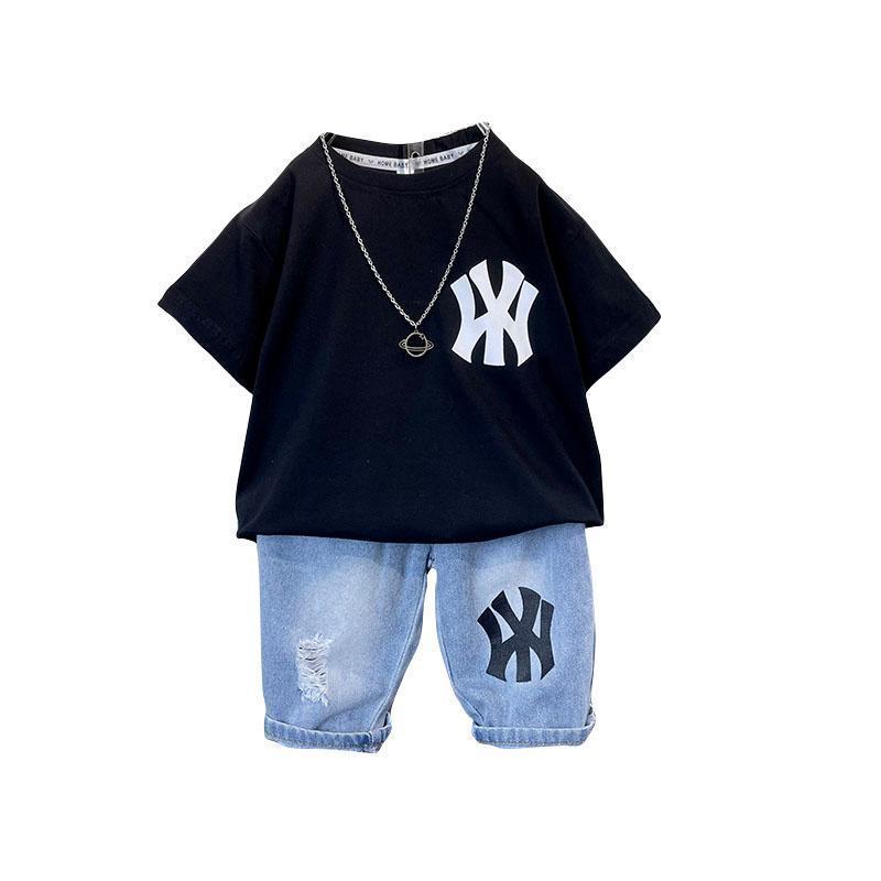 Boys summer short-sleeved tops 2023 new foreign style baby summer clothes cool and handsome clothes children's trendy brand fried street shirts