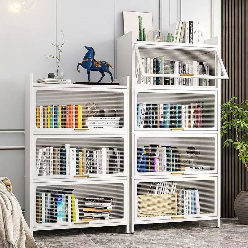 新款碳钢加厚全封闭防尘置物架书架落地式多层家用儿童书房收纳柜