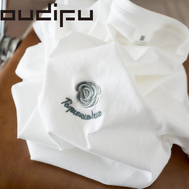 OUDIFU short-sleeved t-shirt women's summer 2023 new Korean version of loose cotton 100% all-match thin student tops