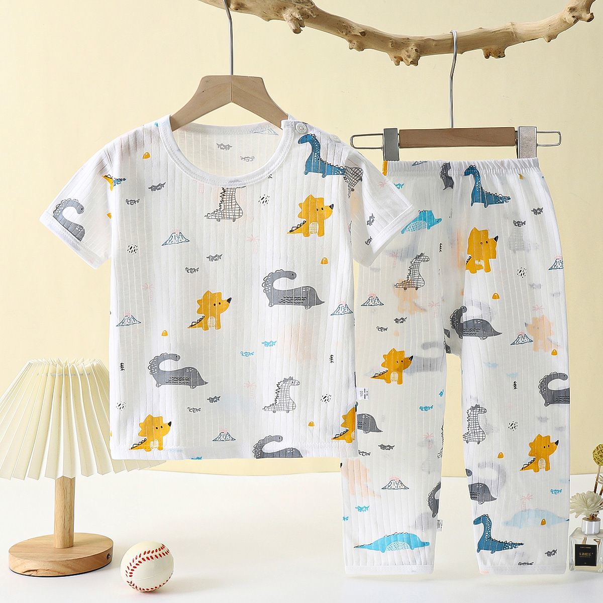 Children's pajamas pure cotton boys and girls short-sleeved home clothes set summer thin section baby air-conditioning clothes little boy summer clothes