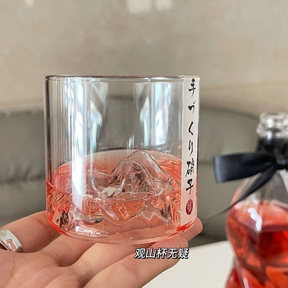 View Mountain Cup Little Red Book with the same style Mount Fuji water cup ins high-value snow mountain cup wine glass glass cup bestie gift