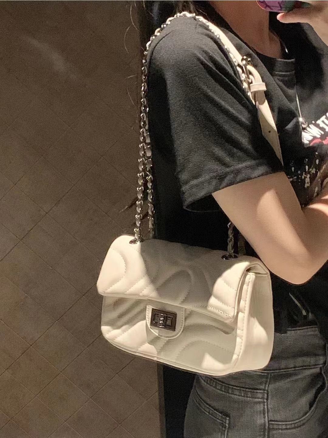 小眾ins高級感包包小香風繡線鎖扣鏈條包時尚百搭單肩斜挎包