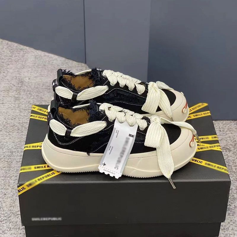 SMILEREPUBLIC Tan Jianci Same Style Cheese Cat Open Smile Canvas Women's Thick Sole Versatile Couple Board Shoes_voghion.com