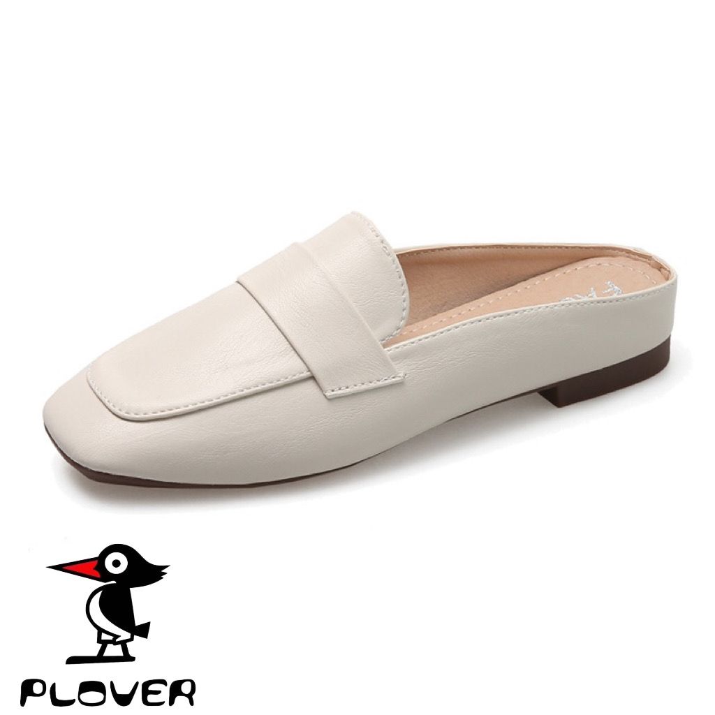 PLOVER啄木鳥真皮包頭半拖鞋女外穿夏季外穿時尚平底軟皮軟底穆勒