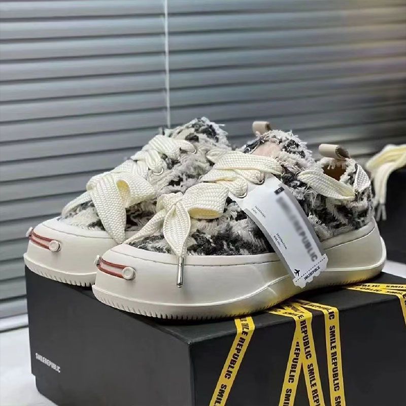 SMILEREPUBLIC Tan Jianci Same Style Cheese Cat Open Smile Canvas Women's Thick Sole Versatile Couple Board Shoes_voghion.com