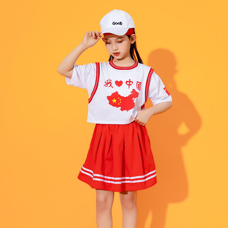 网红女童夏季套装洋气儿童校服t恤8岁中大童时髦夏装纯棉运动衣服