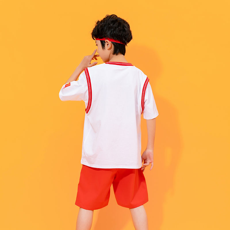 网红女童夏季套装洋气儿童校服t恤8岁中大童时髦夏装纯棉运动衣服