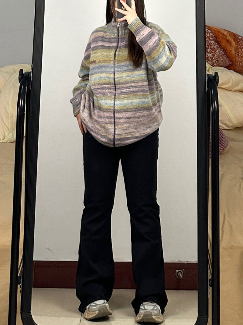 特大碼300斤胖mm高腰微喇牛仔褲女春秋新款寬鬆顯瘦百搭喇叭長褲