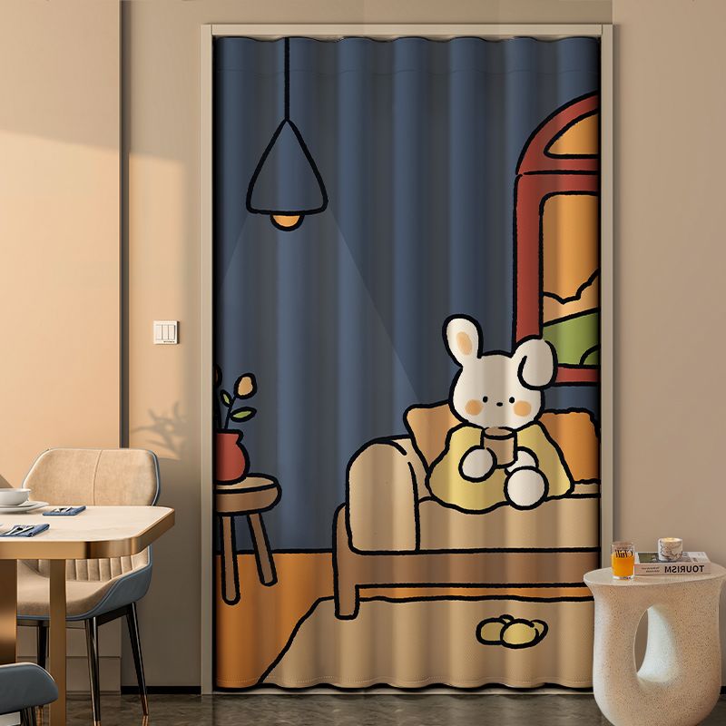 门帘魔术贴窗帘自粘式小窗户遮阳出租房遮挡免打孔安装简易遮光布