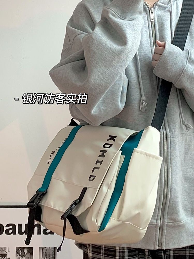 日系復古街頭大容量斜挎包女 ins工裝風原宿休閒單肩差包男潮