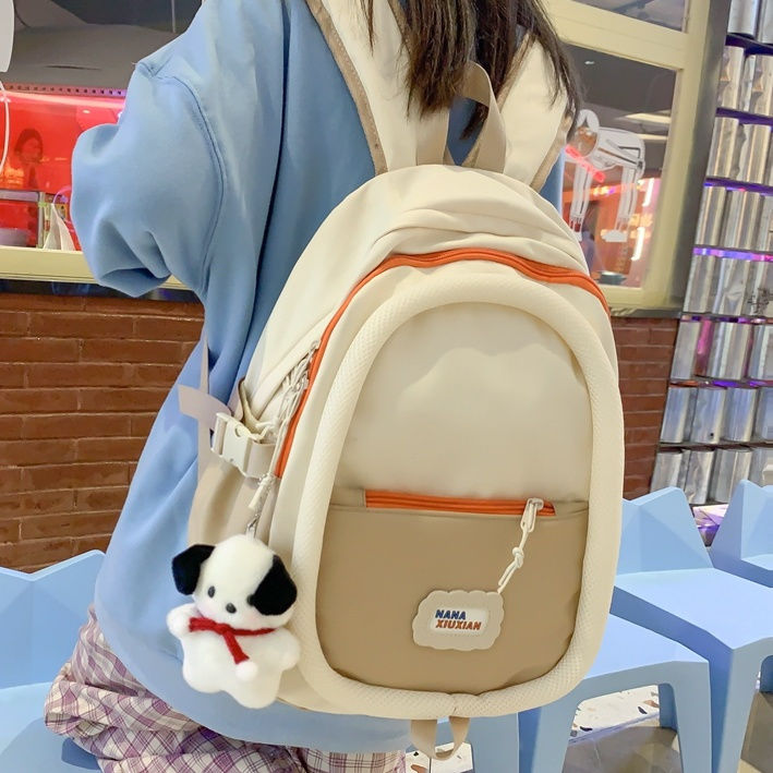High school student schoolbag female large-capacity high-value college color contrast backpack 2023 new Japanese junior high school student backpack