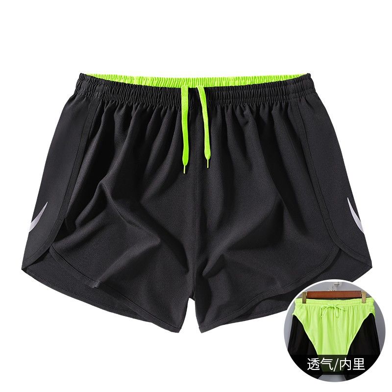 跑步短裤男夏季运动马拉松田径美式速干内衬假两件训练健身三分裤