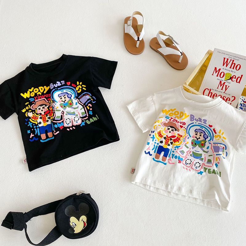 Children's t-shirt short-sleeved summer dress 2022 new male and female baby anime foreign style half-sleeved children's cotton top shirt