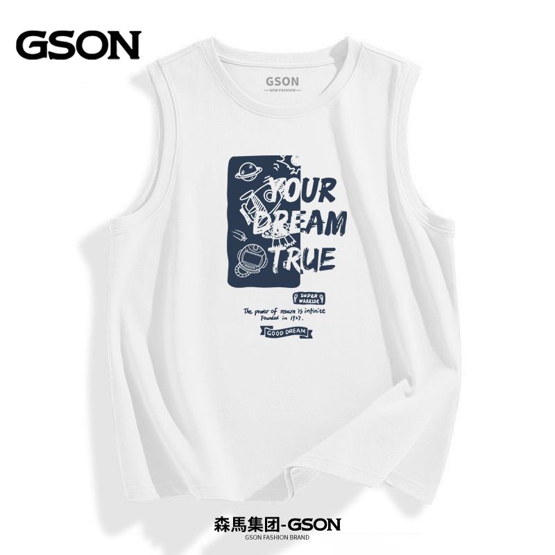 Semir's GSON vest men's pure cotton summer loose sleeveless T-shirt waistcoat Hong Kong style sports trend top