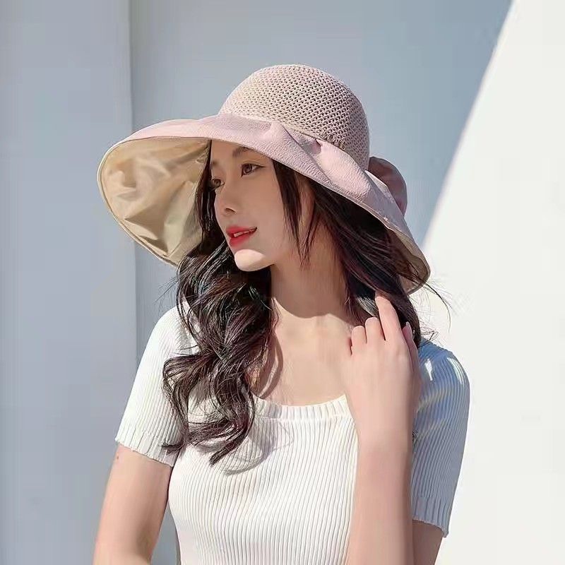 Large brim foldable sun hat anti-ultraviolet sun visor cover face summer fashion breathable women's sun hat