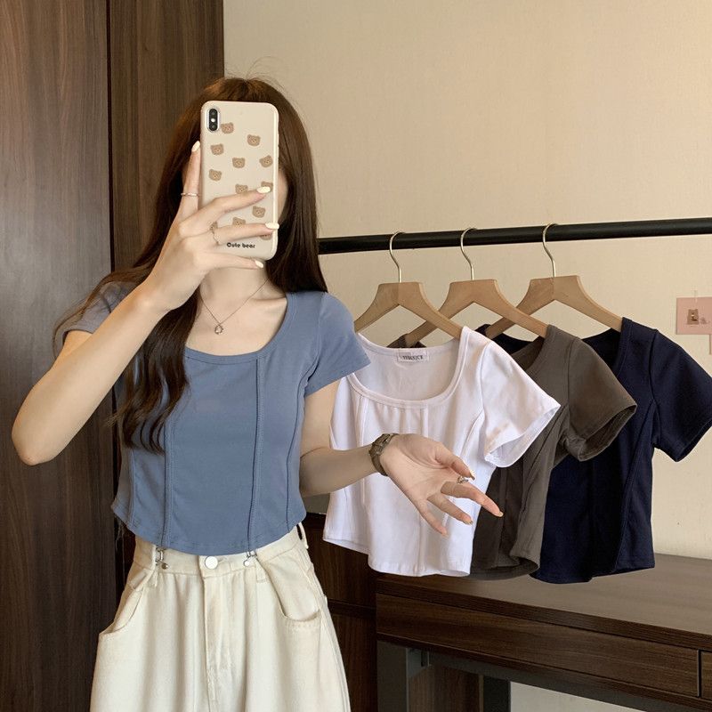 Short t-shirt women's ins style trend pure desire style with the Korean version of the sports inner fashion new sweet casual tops