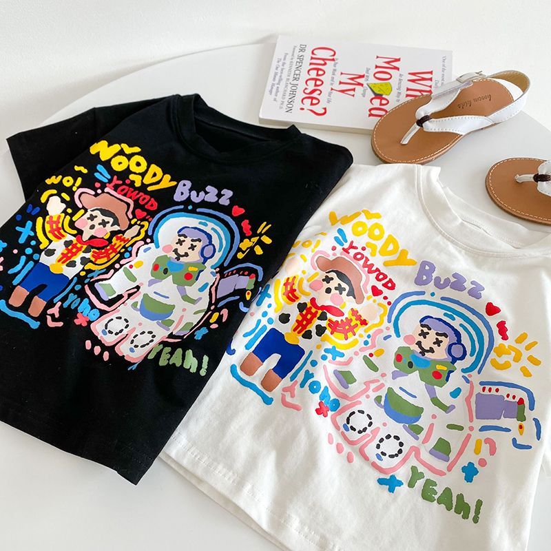 Children's t-shirt short-sleeved summer dress 2022 new male and female baby anime foreign style half-sleeved children's cotton top shirt