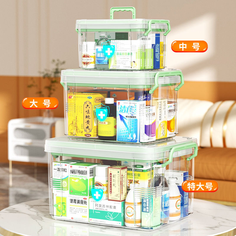 医药箱家用大容量药物收纳盒防疫医疗箱全套多层口罩常备药收纳盒