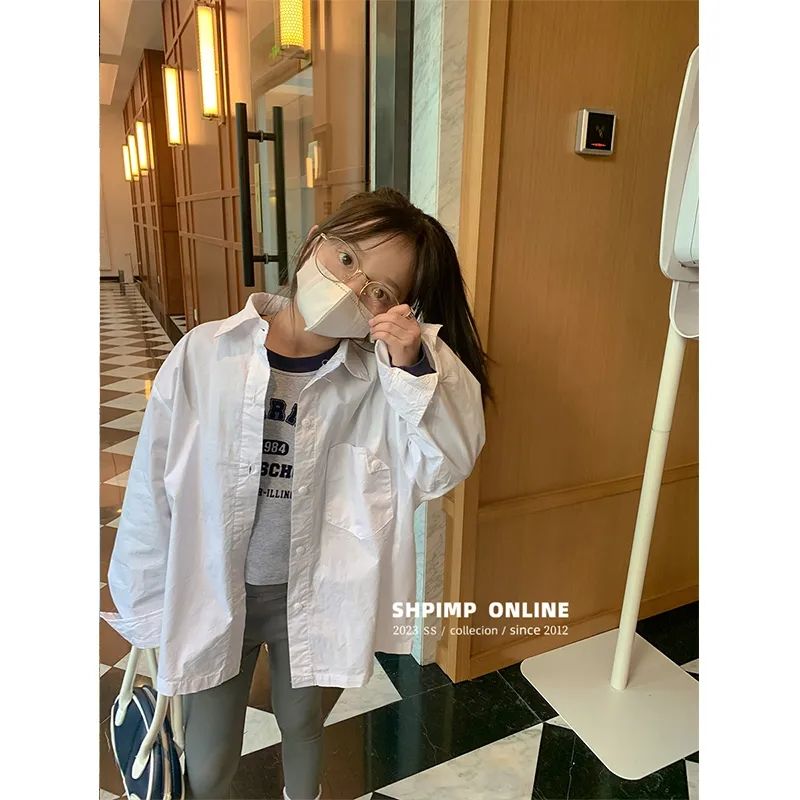Korean children's clothing children's shirt lapel long-sleeved shirt 2023 new middle and big children's fashion top casual sun protection clothing